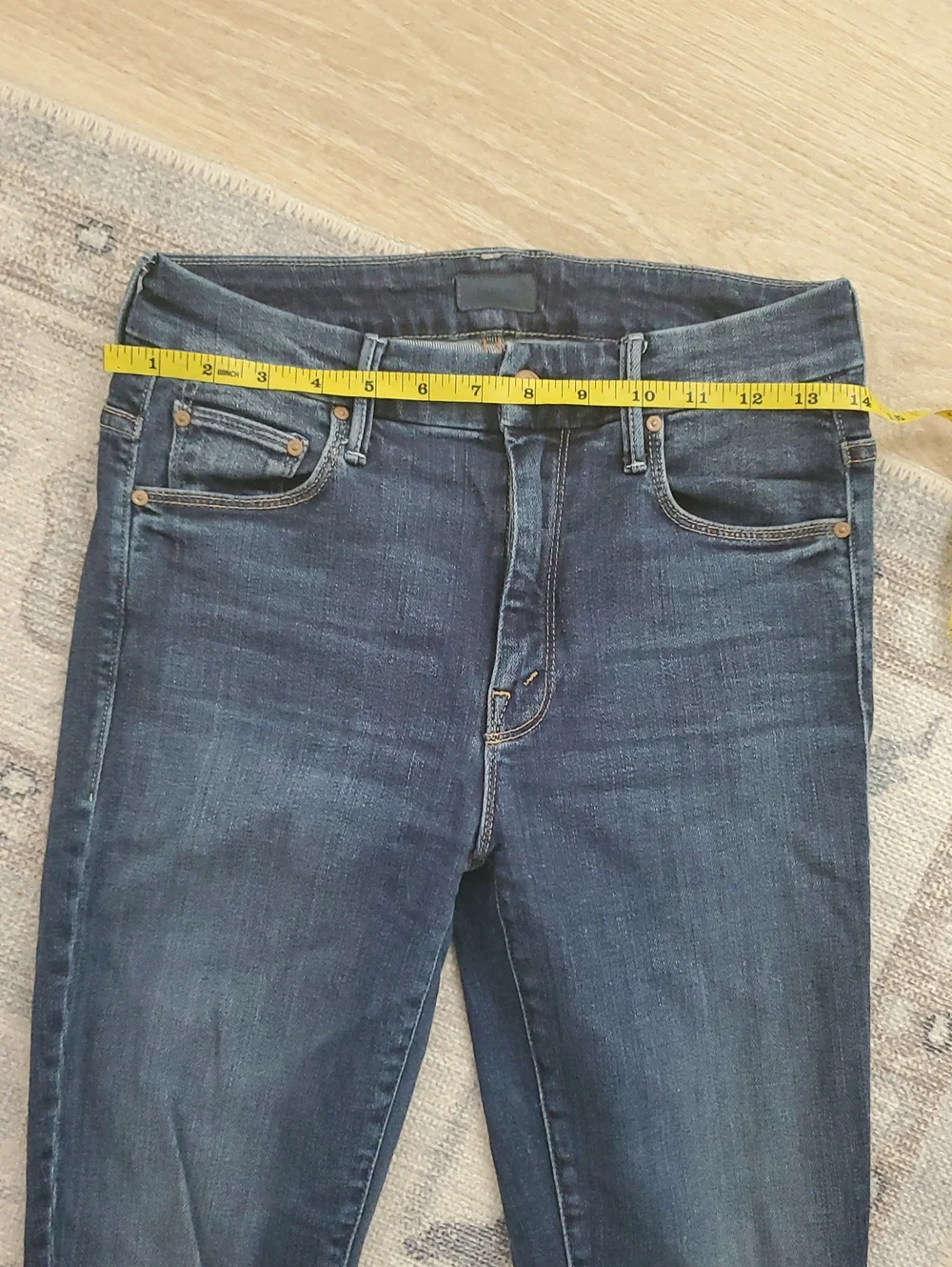 Mother High Waisted Looker Crop Pardon My French Blue Soft Stretch Jeans Sz25
